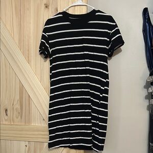 Time and Tru Black and White Striped Top